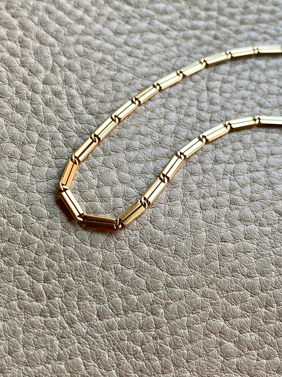 1941 Swedish 18k gold bar link watch chain necklace - 16.25 inch length
