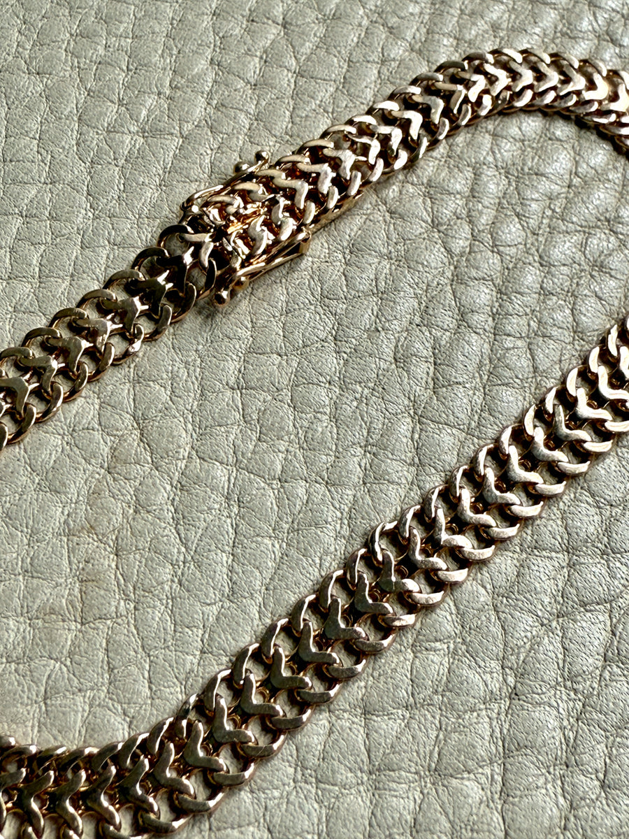 1958 Vintage Scandinavian Herringbone Link Bracelet in 18k gold - 7.6 inch length