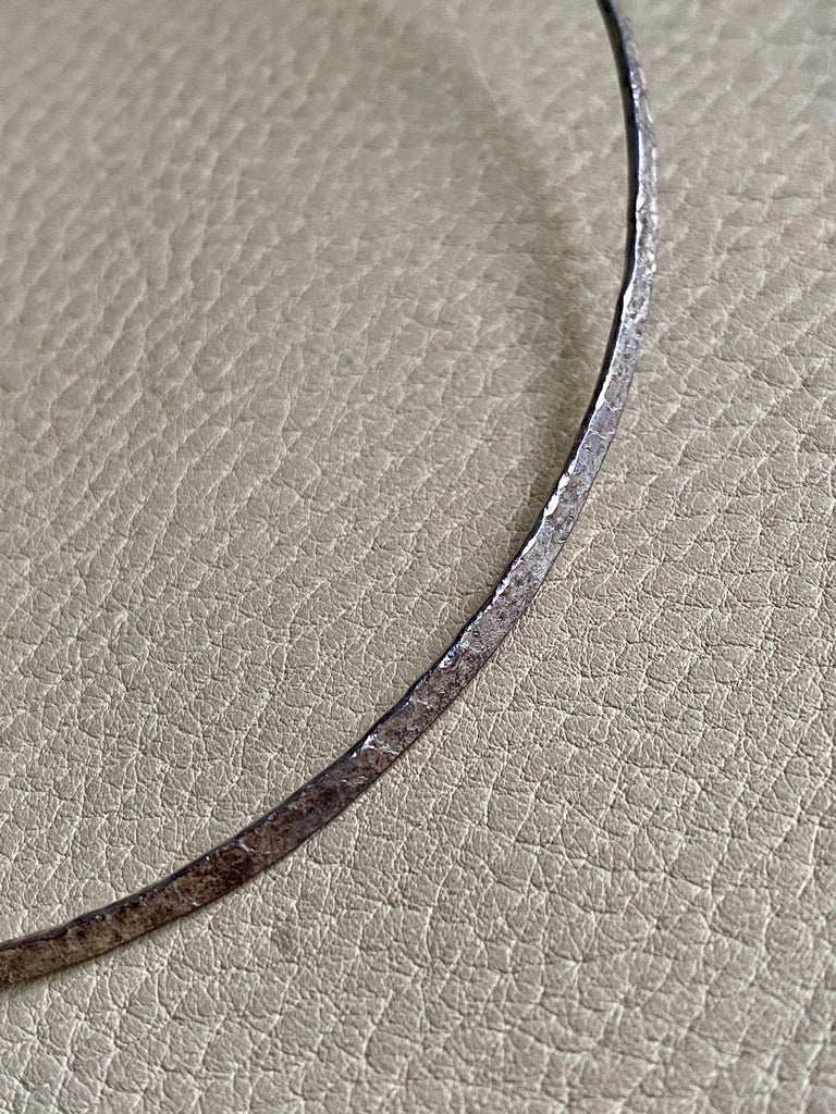 Contoured Hammer Textured Vintage Swedish Sterling Silver Neck Ring Choker - Signed Robbert - 16.2 inch interior circumference necklace