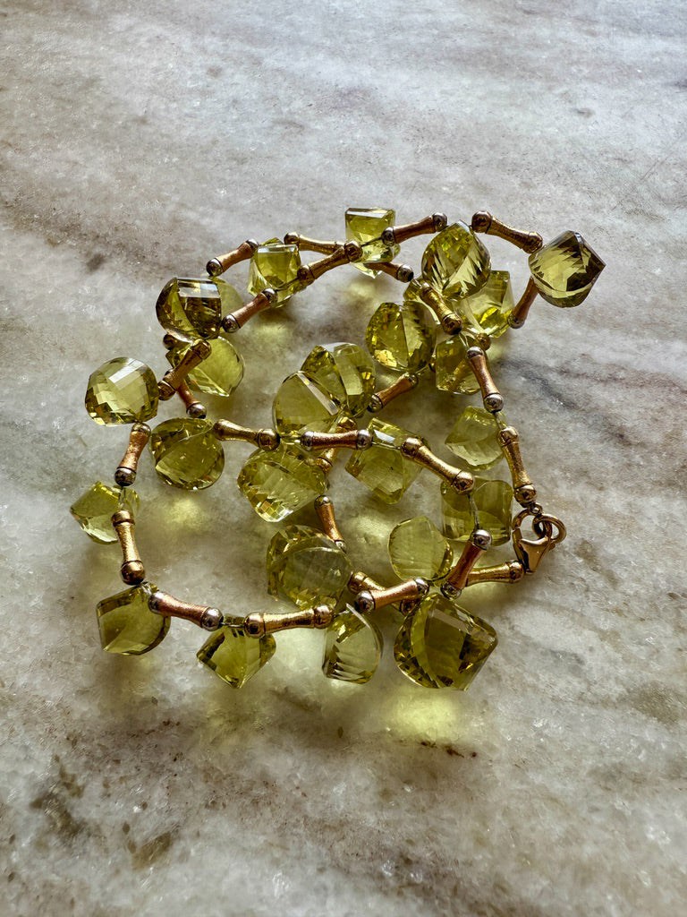 JUICY! Graduated Lemon Quartz and 14k gold necklace - 18 inch length