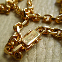 1985 Chunky 4.7mm Vintage Swedish 18k Gold 51g Biker Chain Necklace – 19.5" Length