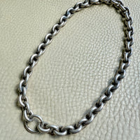Antique Puffy Oval link Silver Chain with push clasp - 18” length