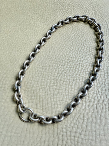 Antique Puffy Oval link Silver Chain with push clasp - 18” length