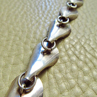 Vintage Norwegian Silver and White Enamel Shell Link Bracelet – 7.75 Inch Length