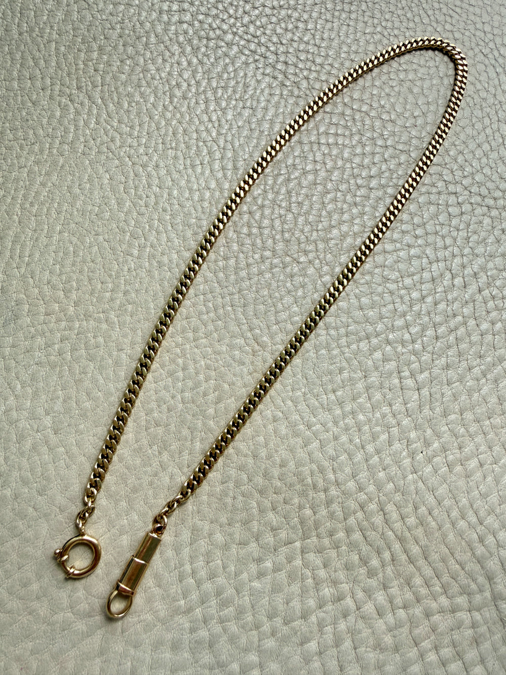 18k Gold Vintage Curb Link Watch Chain Necklace with Sheathed Fastener- 17.1 inch length