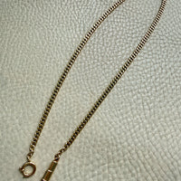 18k Gold Vintage Curb Link Watch Chain Necklace with Sheathed Fastener- 17.1 inch length