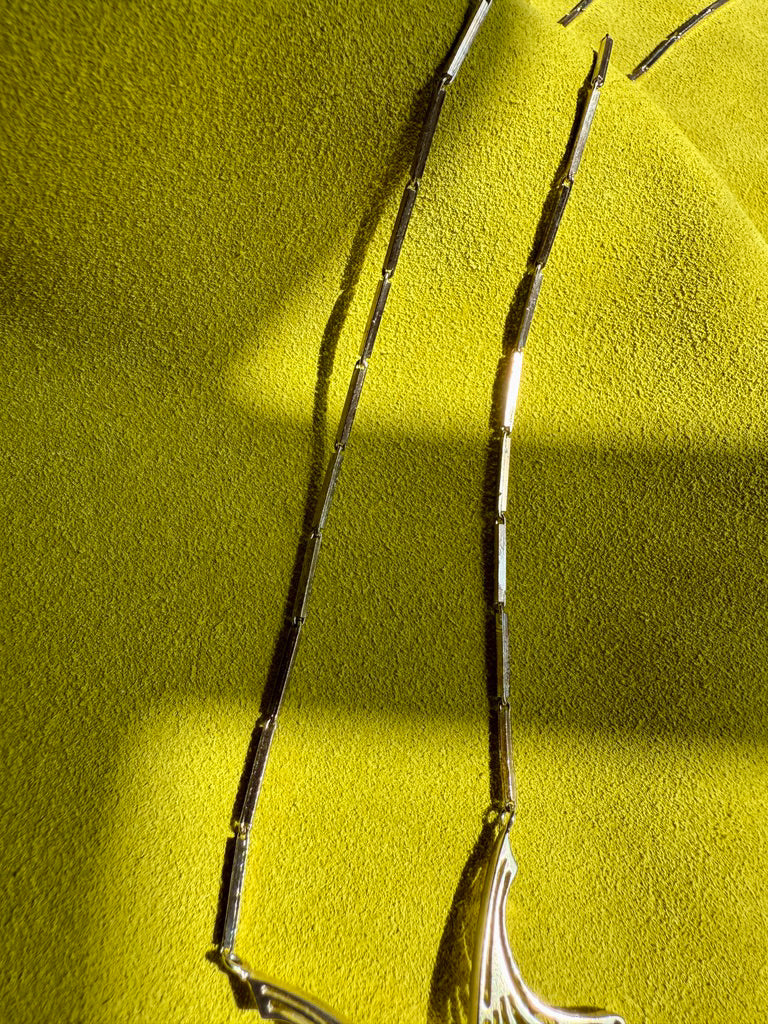 1984 Sterling Silver Butterfly Wing bar link Necklace BY ALTON - 24 inch length
