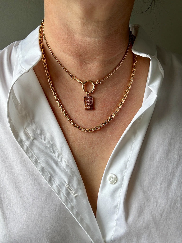1899 Antique Swedish 18k Gold Curb Link Watch Chain Necklace - 15.8 inch length