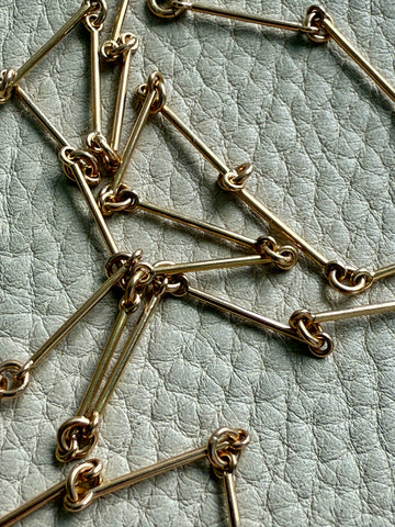 1943 Vintage Geometric 18k Gold Rod Link Necklace - 21 inch length