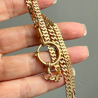 18k Gold Pressed Curb Link Watch chain Necklace Setup with Large Bolt clasps - 20.2 inch total length