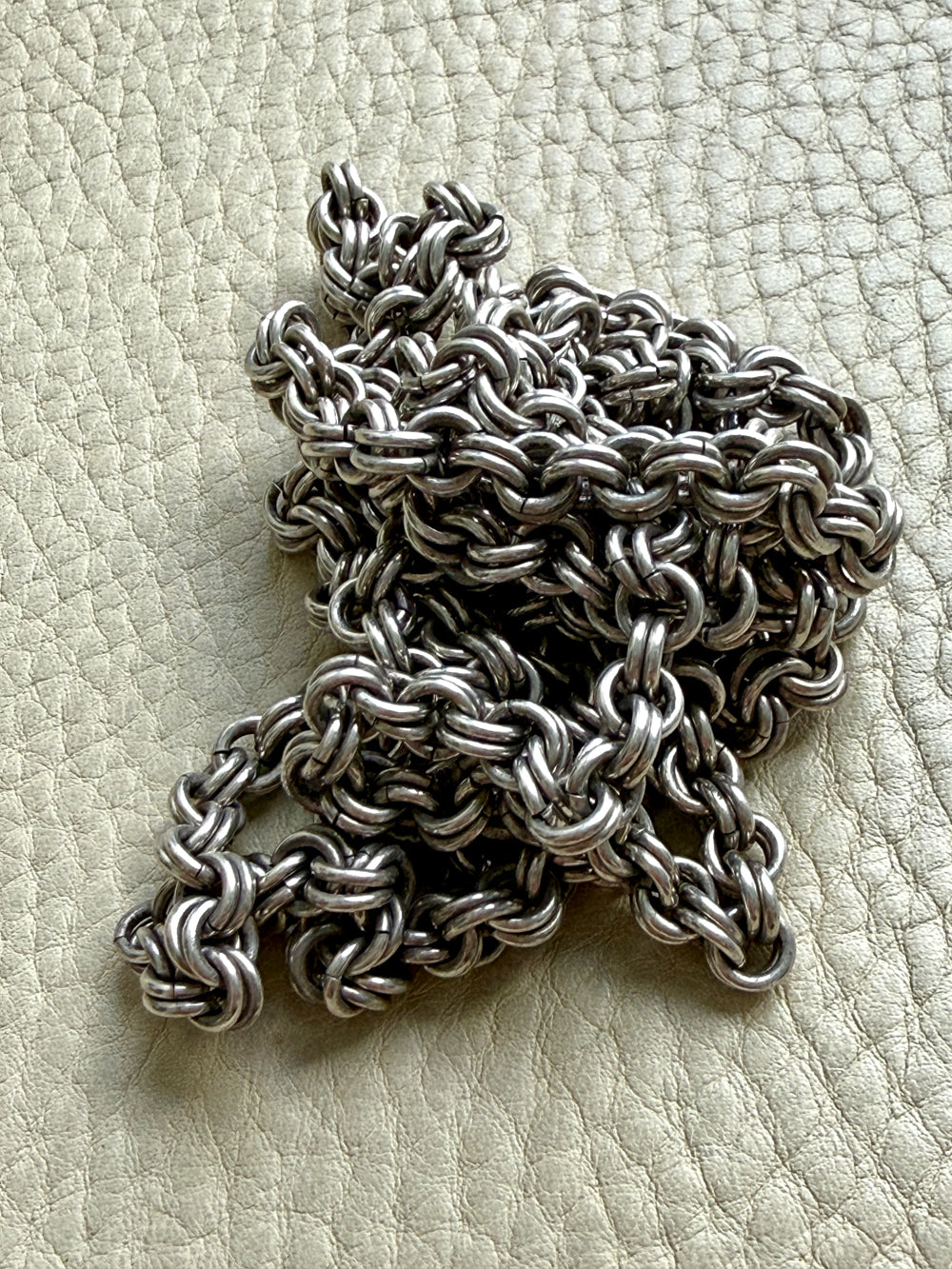 Loooong Vintage Double Rolo Link Necklace in Silver – 41 Inch Length