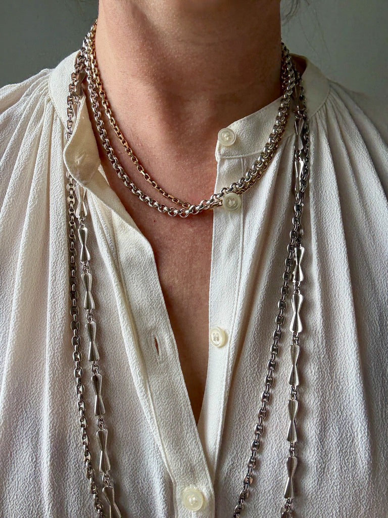 Chubby Vintage Silver British Rolo Link Necklace- 18 inch length