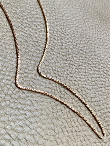 Vintage box link gold chain necklace - 16 inches of 18k gold