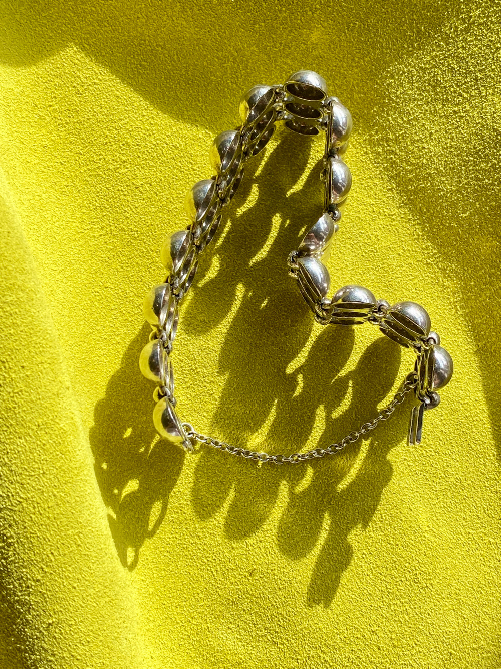 1984 Finnish Triple Row Wide Bubble Link Bracelet in Sterling Silver by Kalevala Koru - 7 inch length