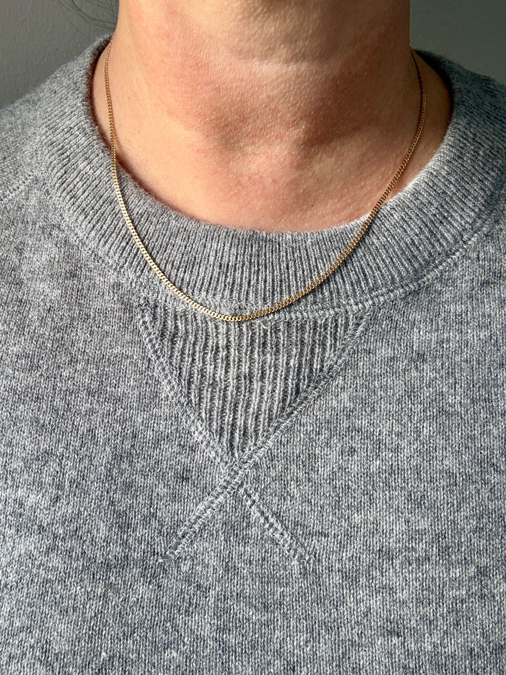 Scandinavian Vintage 18k Gold Pressed Curb Chain – 18.25 Inch Length