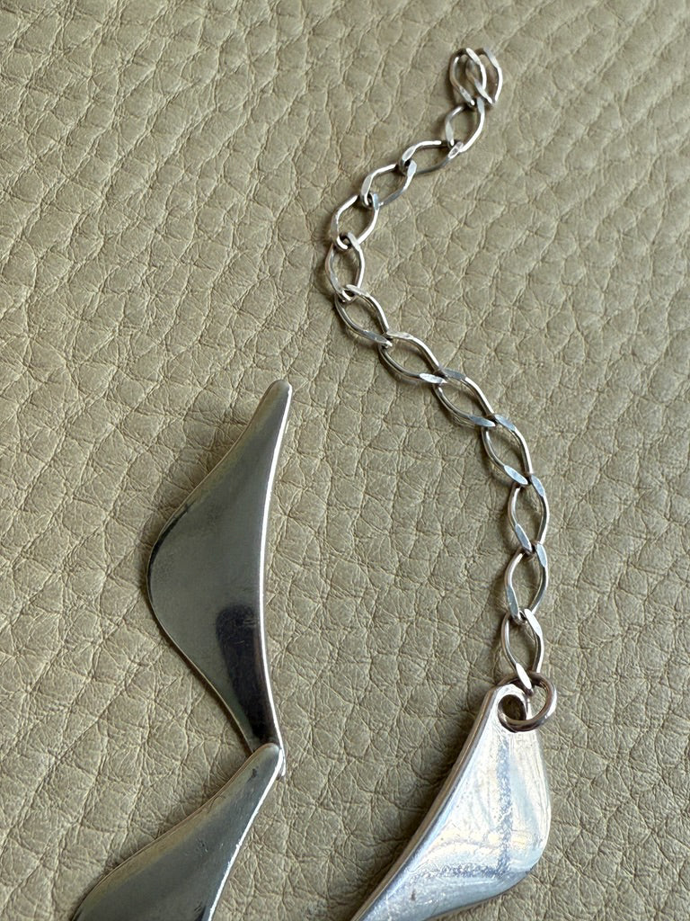 1960s era Wing Link Sterling Silver Collar Necklace - 15-18 inch adjustable length