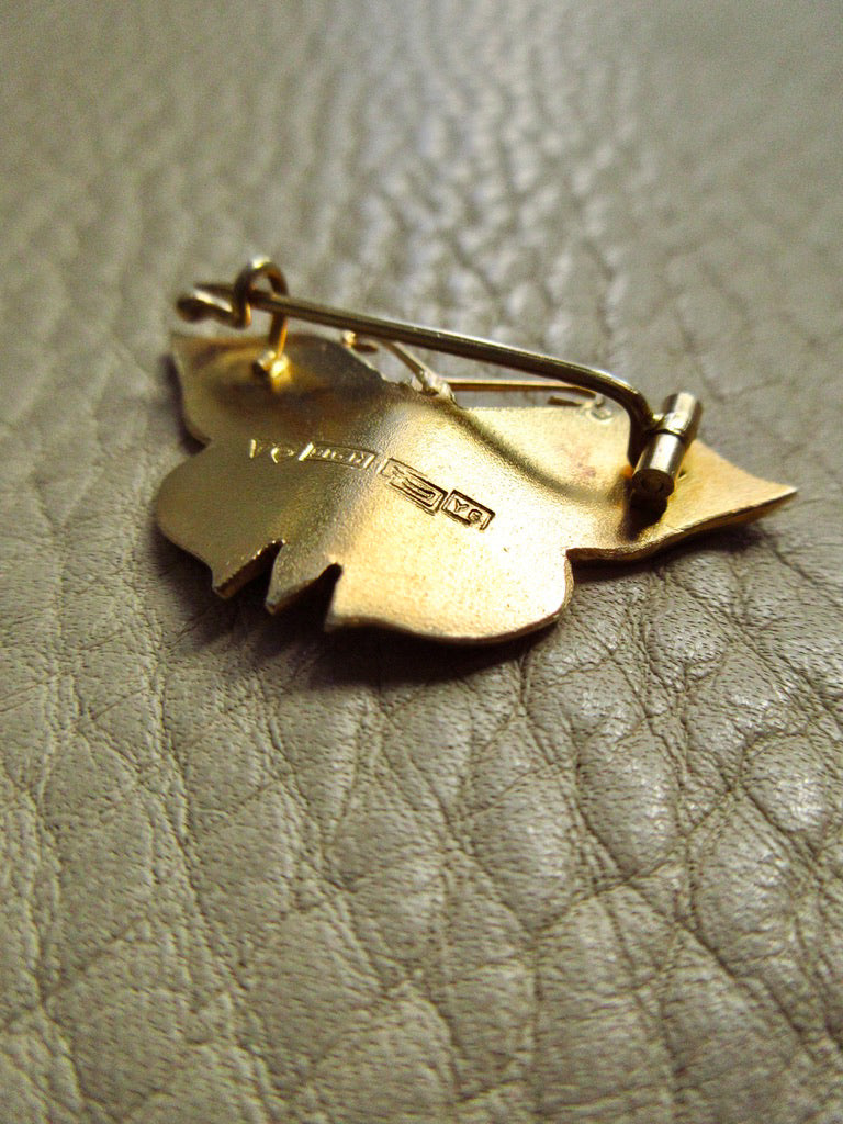 1952 Gilt Silver Ultramarine Blue Guilloché Enamel Butterfly Brooch by Tillander - 1.3 inch width