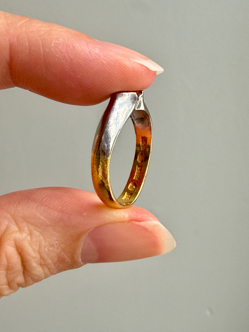 1928 Vintage 23k yellow gold and 18k white gold ring with 0.51 carat diamond - size 8