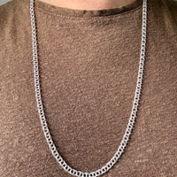 Vintage Double Link Necklace Sterling Silver – 28" Length
