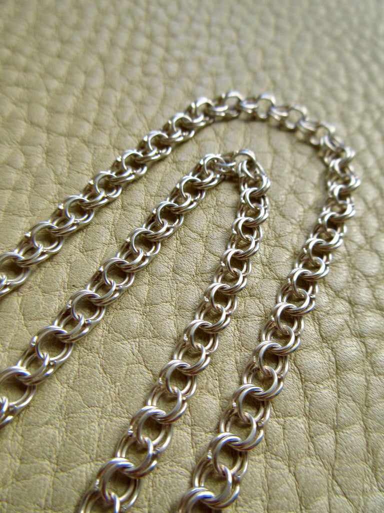 Vintage Double Link Necklace Sterling Silver – 28" Length