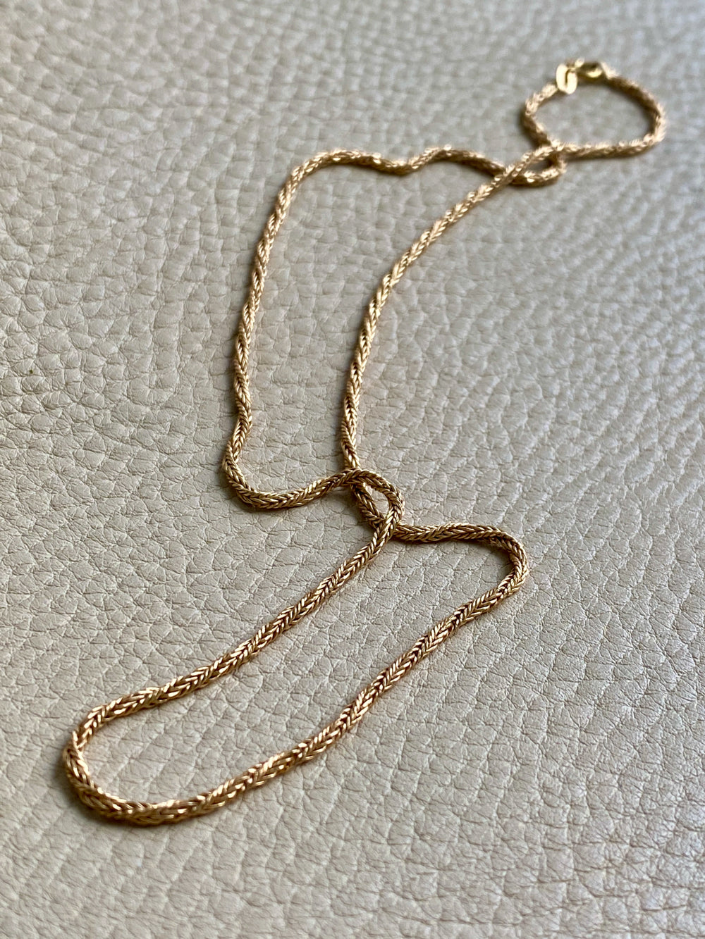 18k Gold Vintage Foxtail(!) Spiral Link chain necklace - 18.5 inch length