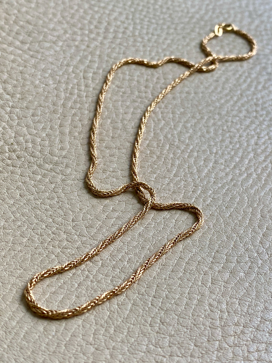 18k Gold Vintage Foxtail(!) Spiral Link chain necklace - 18.5 inch length