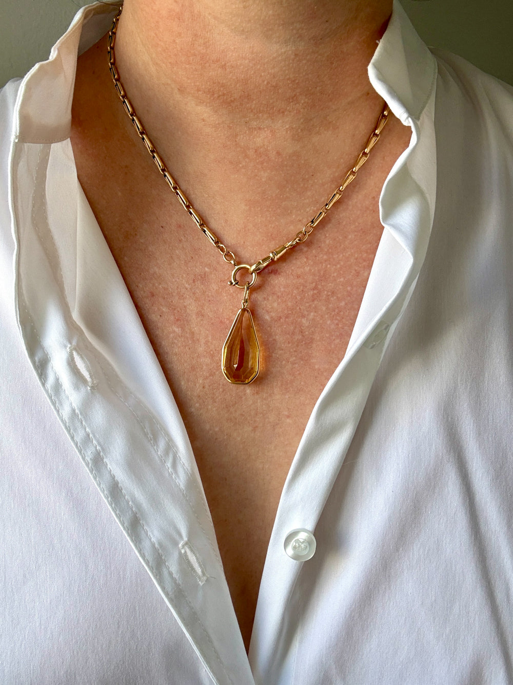 1917 Antique Swedish Double Fetter Watch Chain Necklace in 18k Gold - 17.6 inch length