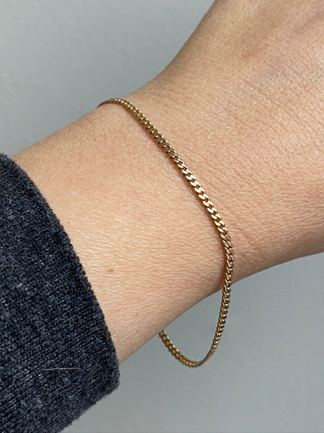 Vintage 18k gold curb bracelet - 7.5 inch length
