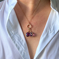 Vintage Scandi 18k gold Faceted Amethyst Pendant