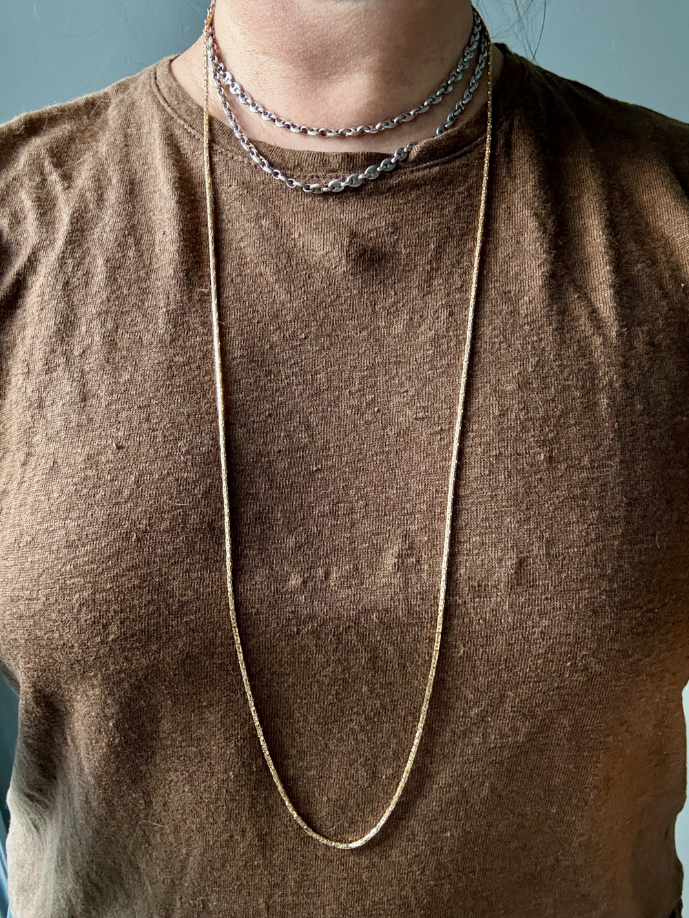 Antique Byzantine Link Necklace in 14k gold - Excellent 35.75” long length!
