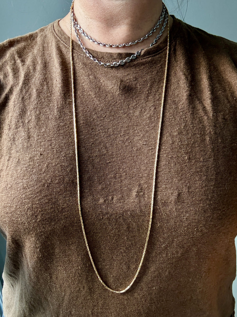 Antique Byzantine Link Necklace in 14k gold - Excellent 35.75” long length!