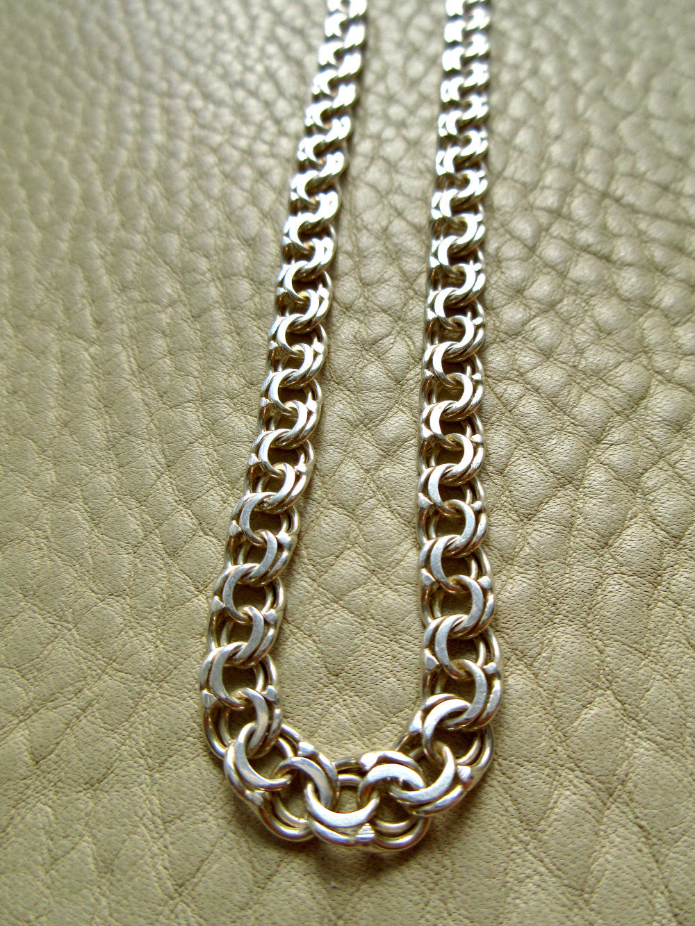 Vintage European 1900s Silver Double Link Necklace – 17.75 Inch Length