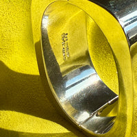 WIDE Sterling Silver Taxco Hinged Bangle - 6.6 inch interior circumference