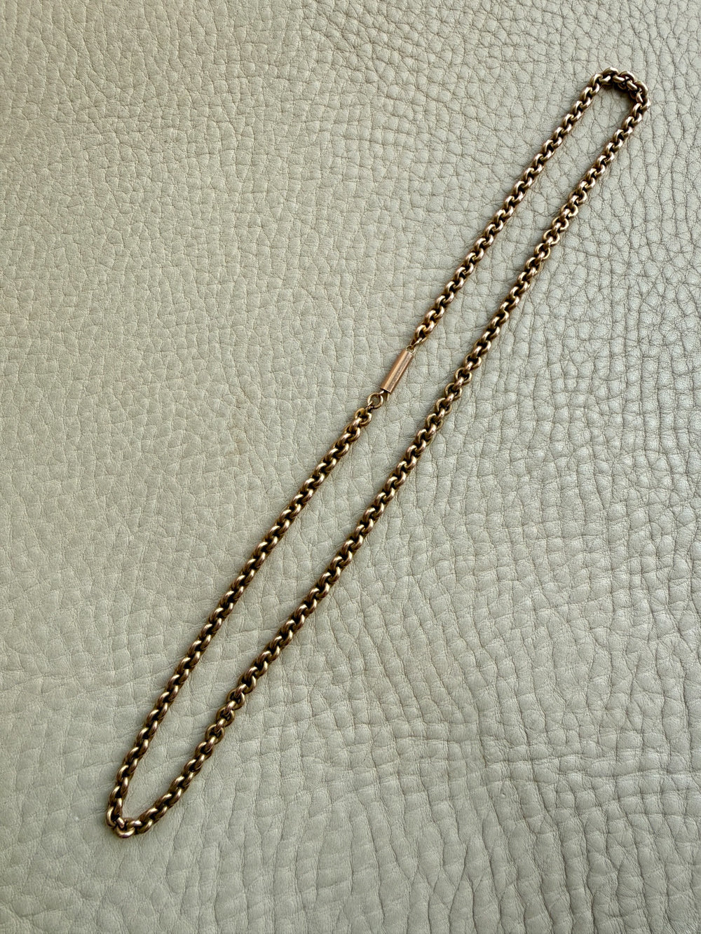 Antique 9k Gold Cable Link Necklace with Barrel Clasp - 17.5 inch length