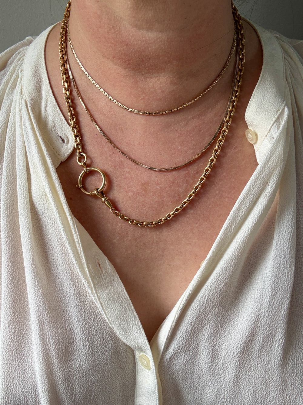 Vintage Swedish 18k Gold Biker Link Watch Chain Necklace – 20.9 Inch Length