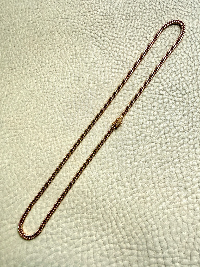 Signed Vintage Tight Curb Link Necklace 18k Gold – 18.5 Inch Length