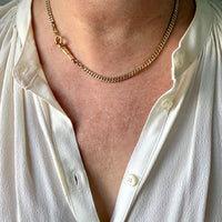 18k Gold Vintage Curb Link Watch Chain Necklace with Sheathed Fastener- 17.1 inch length