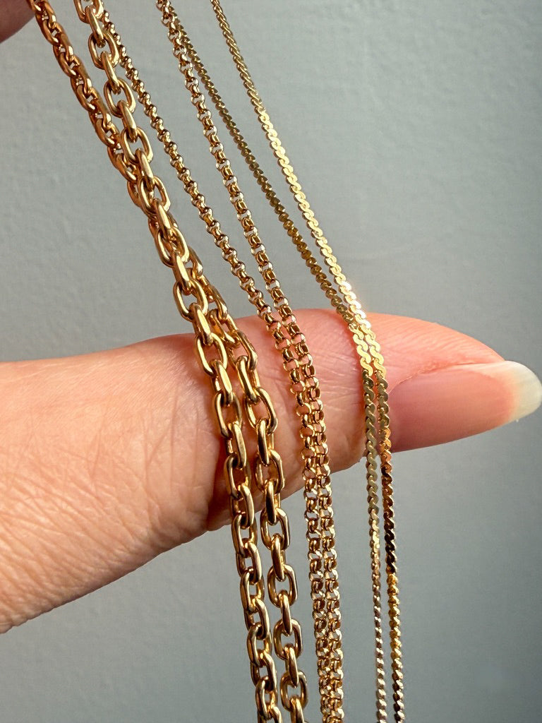 1926 Gothenburg, Vintage 18k Gold Biker Link Chain Necklace - 24 inch length