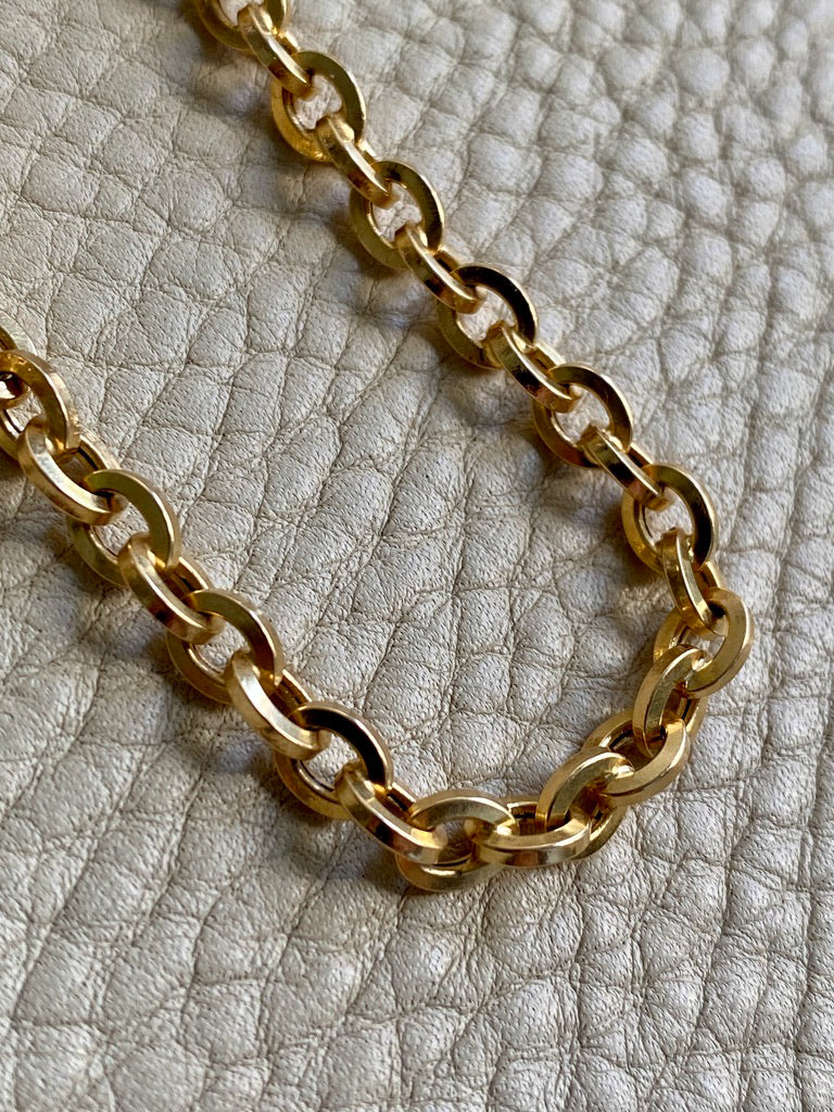 Vintage Italian UnoAErre Biker Link Chain Bracelet in 18k Gold - 7 inch length