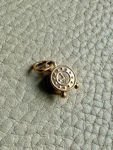 18k gold vintage charm or pendant - Alarm Clock