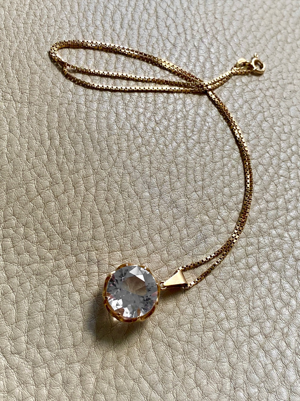 Crystal Swedish pendant necklace - Solid 18k gold - Made in 1975