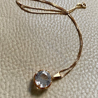 Crystal Swedish pendant necklace - Solid 18k gold - Made in 1975