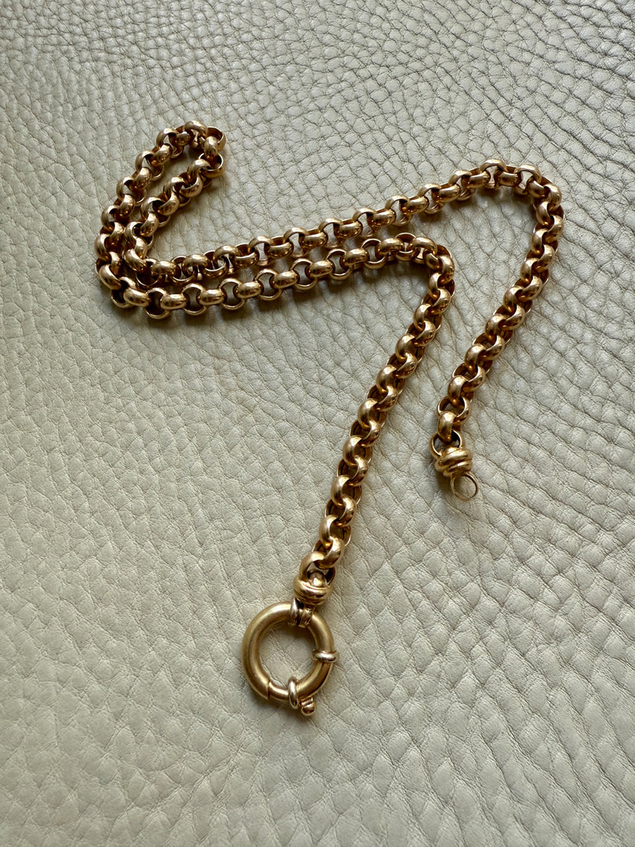 Chubby! 18k Gold Rolo Link Necklace with Large Bolt Clasp - 17.8 inch length