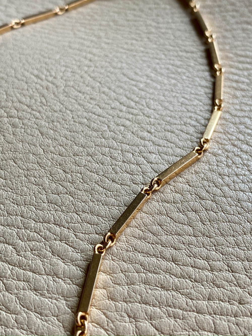 Modernist 18k solid gold bar link chain necklace - Made in 1961 - 17.5 inch length
