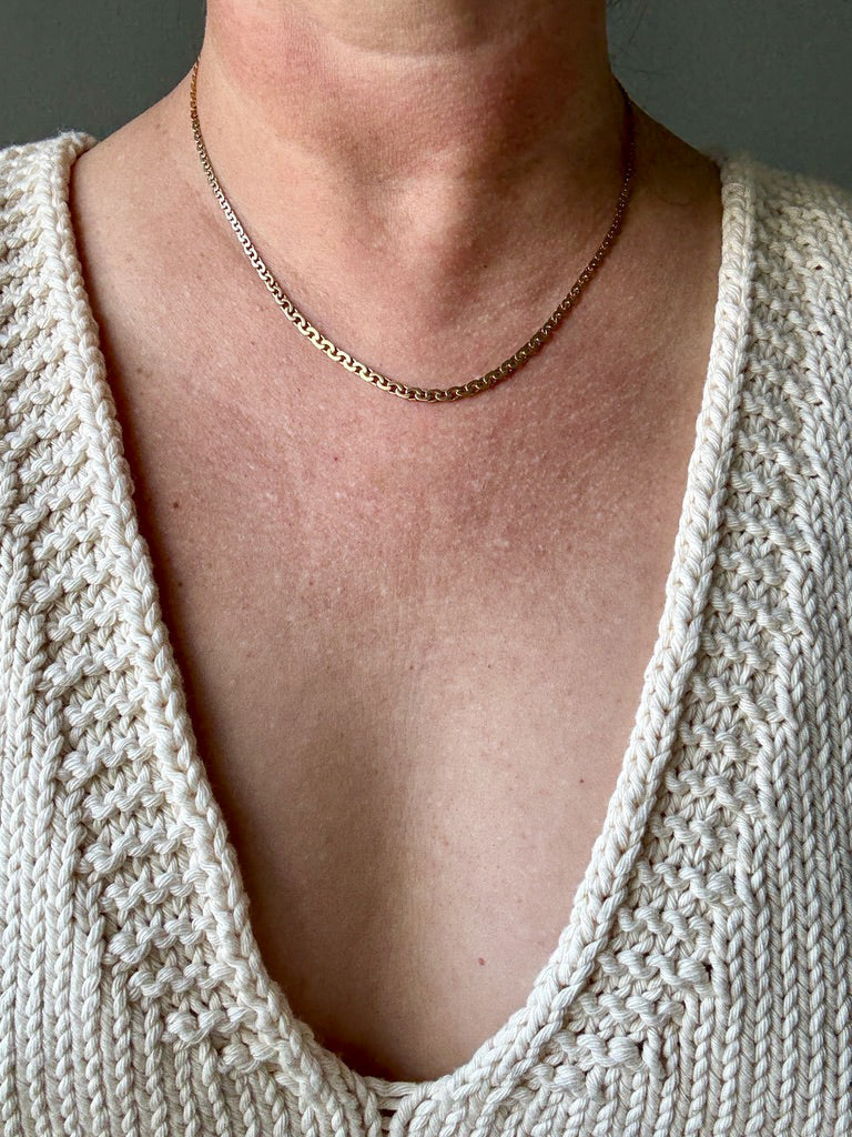 Vintage 18k gold Virola Link Necklace - Graduated width - 17.4 inch length