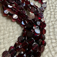 Vintage Italian Multi-Strand Garnet Bracelet with 18k Gold Bolt Clasp - Size 7-7.25 inch