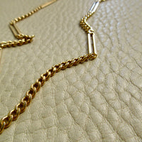 Vintage 18k Yellow Gold Bar and Curb Chain Necklace - 17.5 inch length