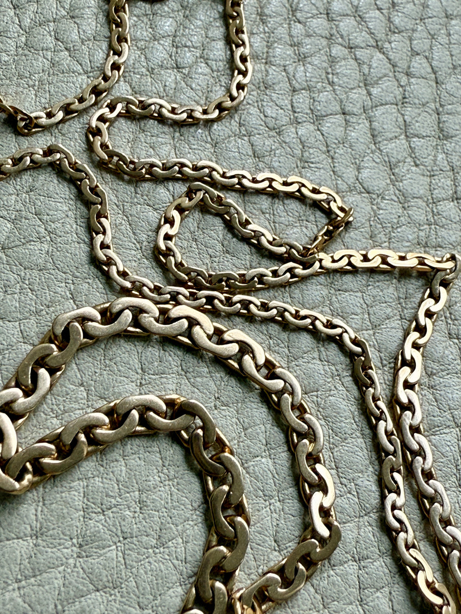 Vintage 18k gold Virola Link Necklace - Graduated width - 17.4 inch length