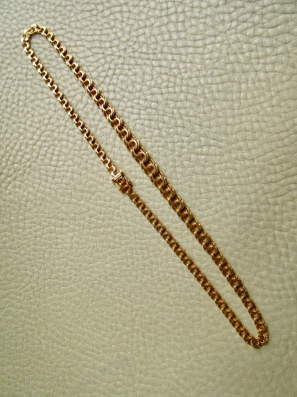 Swedish Vintage 18k Gold Necklace - Graduated Double Link Chain Necklace - 17.1 inch length