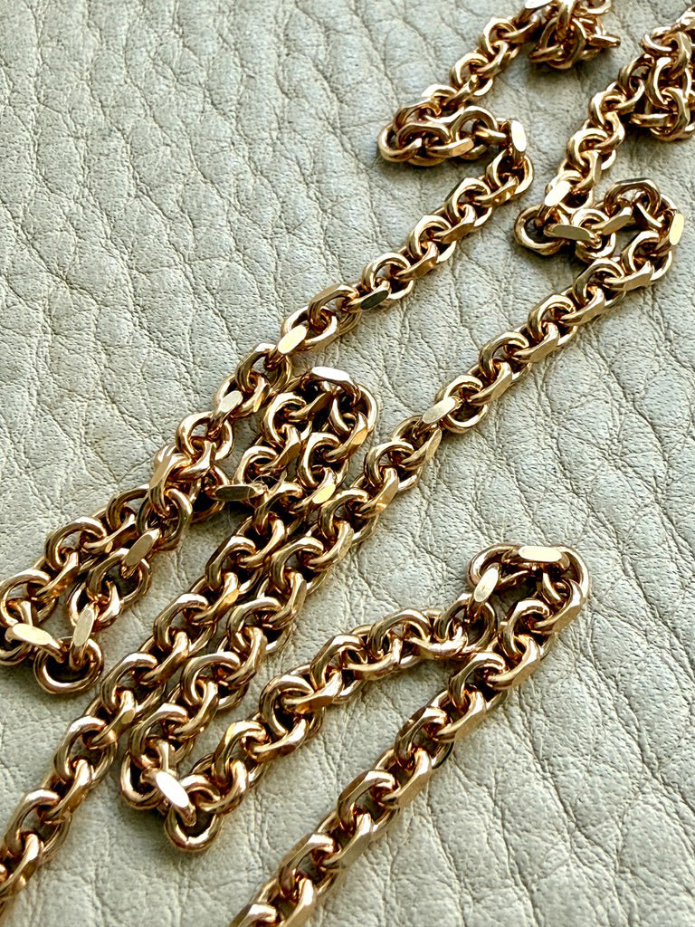 Vintage Italian 3mm Solid Biker Link Chain Necklace 18k Gold – 19.75 Inch Length